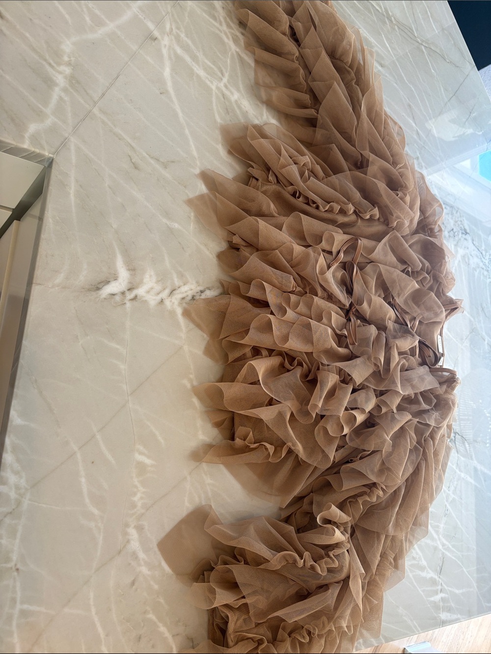 Cato Ruffled Sheer Blouse in Tan